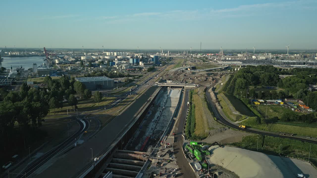 The Blankenburg tunnel under construction on the side of Rozenburg, the Netherlands