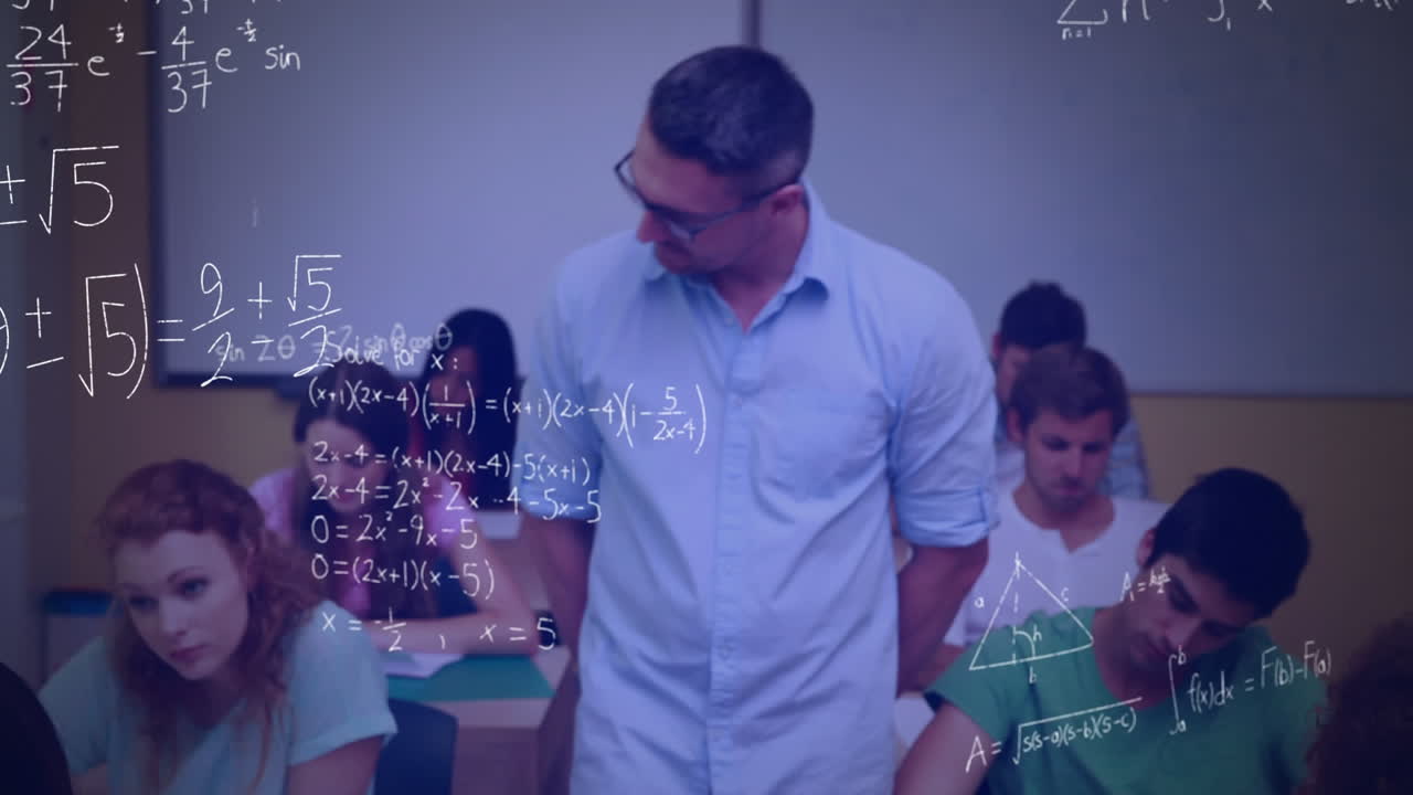 un maestro y estudiantes en un salón de clases