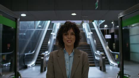 woman in a metro station