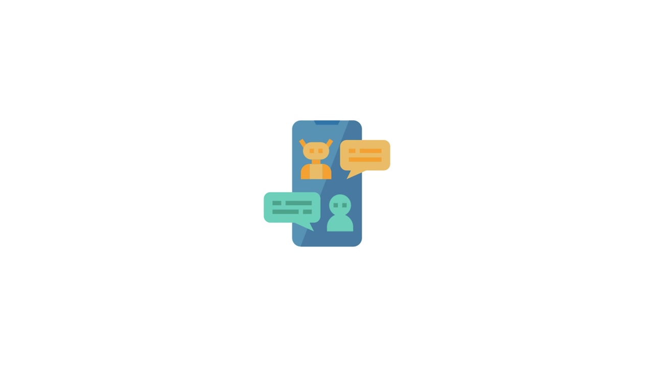 Animated Smartphone Displaying Chatbot and Human Conversation