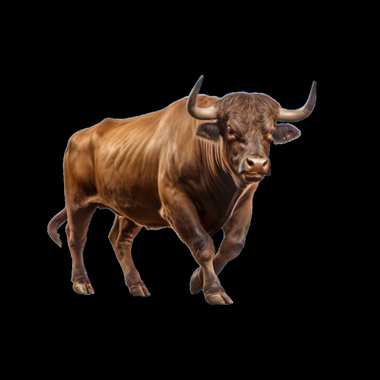 Majestic bull animation isolated asset, transparent 4K video, alpha channel, ProRes 4444
