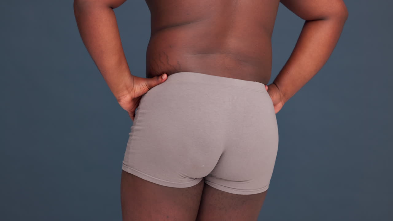 Back, buttocks in underwear