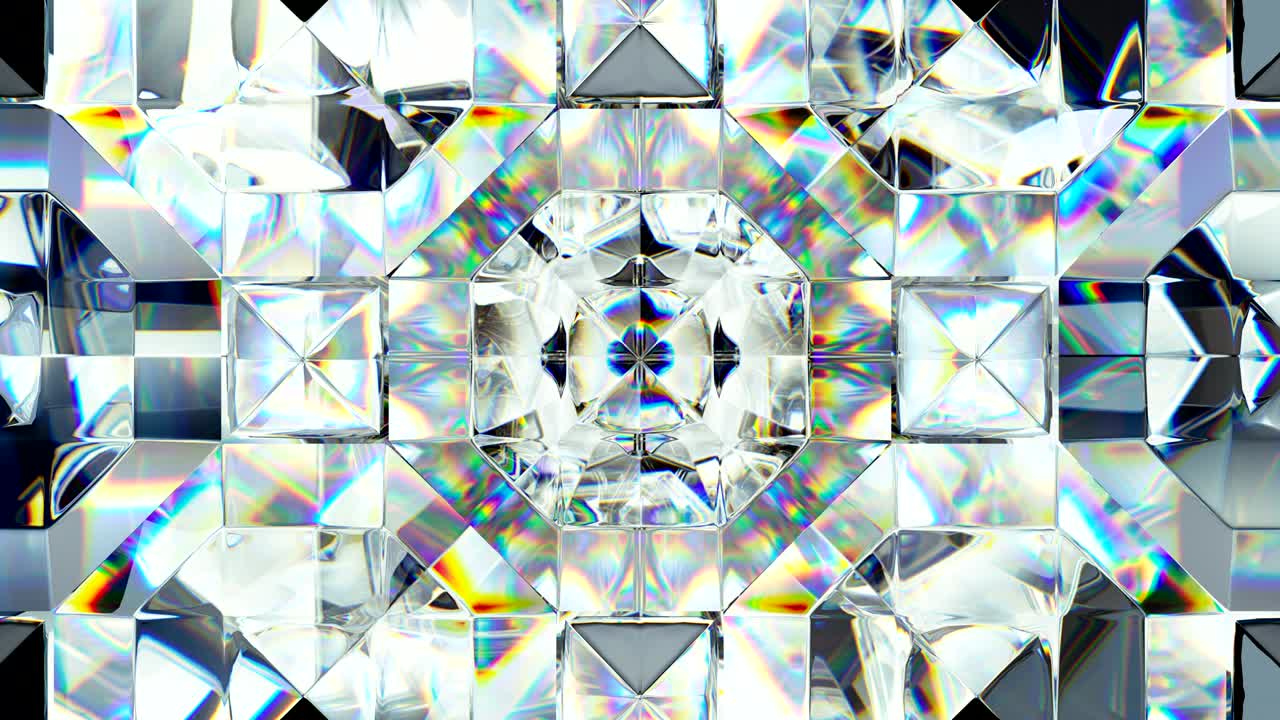 un diamante brillante que gira en un bucle sin costuras. caleidoscopio