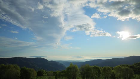 timelapse of sunrise over a highland plateau. beautiful landscape of nature.