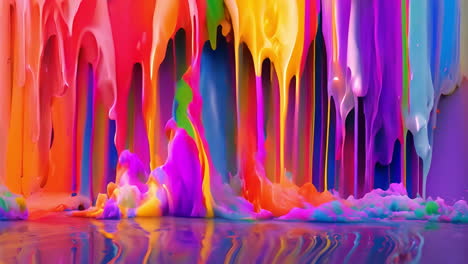 multicolored paint flowing down a wall