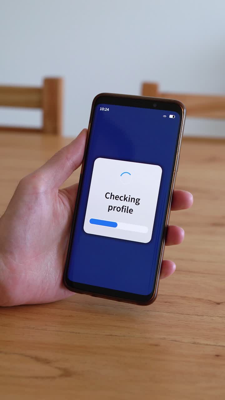 Vertical shot of smartphone app checking user profile. Concept of authentication failed