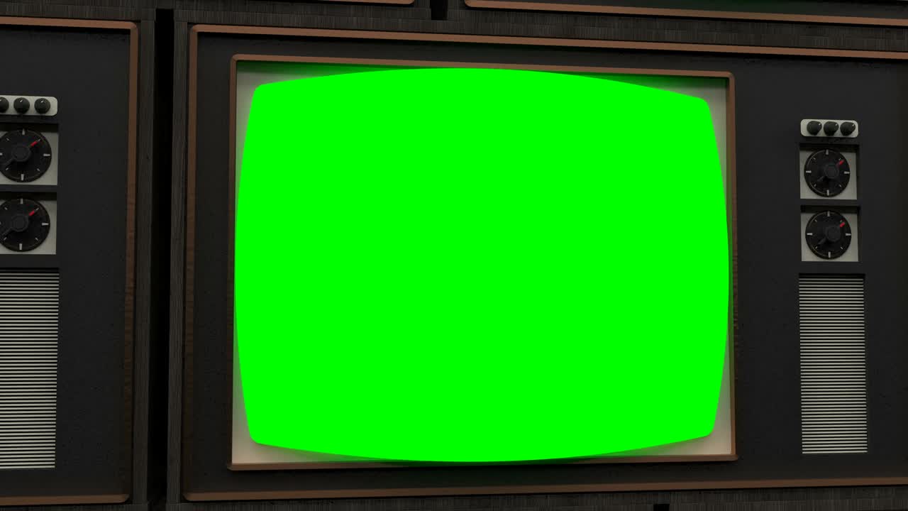 Vintage retro old TVs 80 90 Green screen 4k