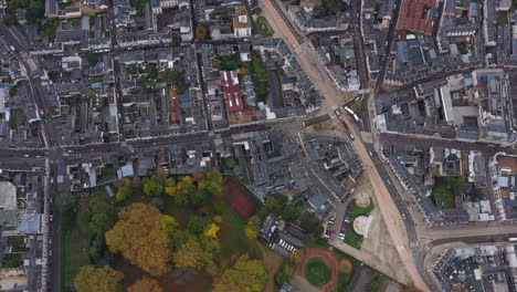 le mans aerial view of the tramway a park and residential houses sarthe france