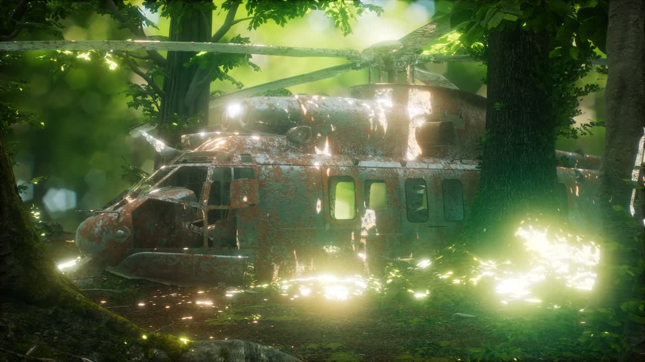 viejo helicóptero militar oxidado