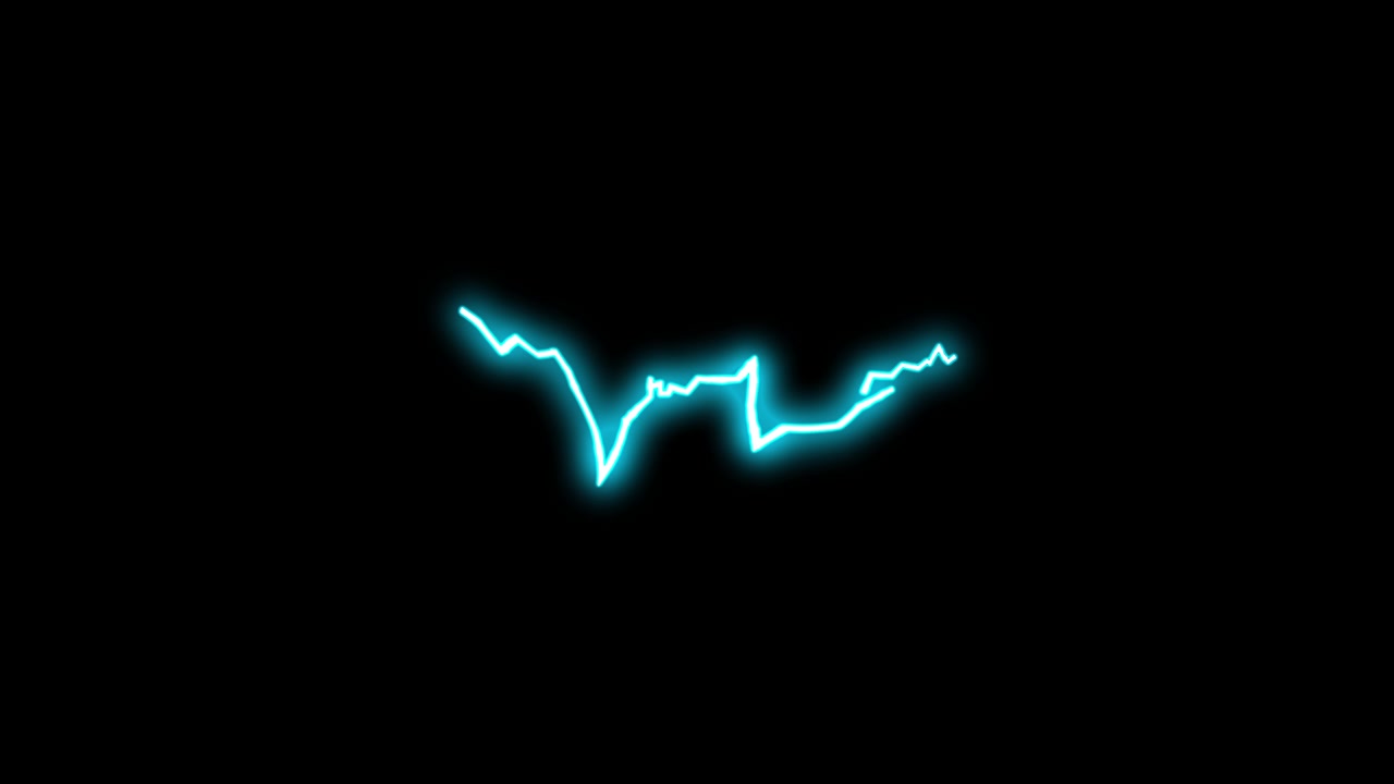Animerede blå neon elektriske lyn på sort baggrund