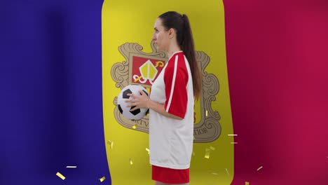 Animation-of-caucasian-female-soccer-player-over-flag-of-moldova