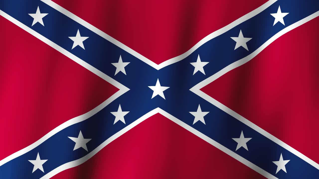 Confederate Battle Flag - Blue Saltire With White Stars On Red Background. closeup shot