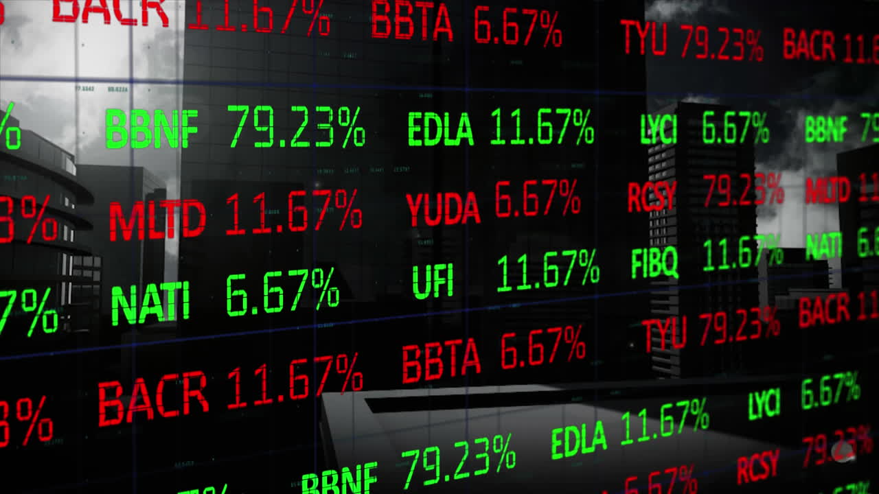 procesamiento de datos del mercado de valores contra edificios altos