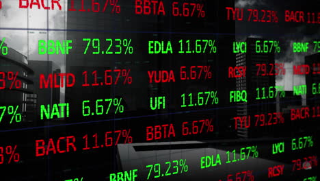 stock market data processing against tall buildings