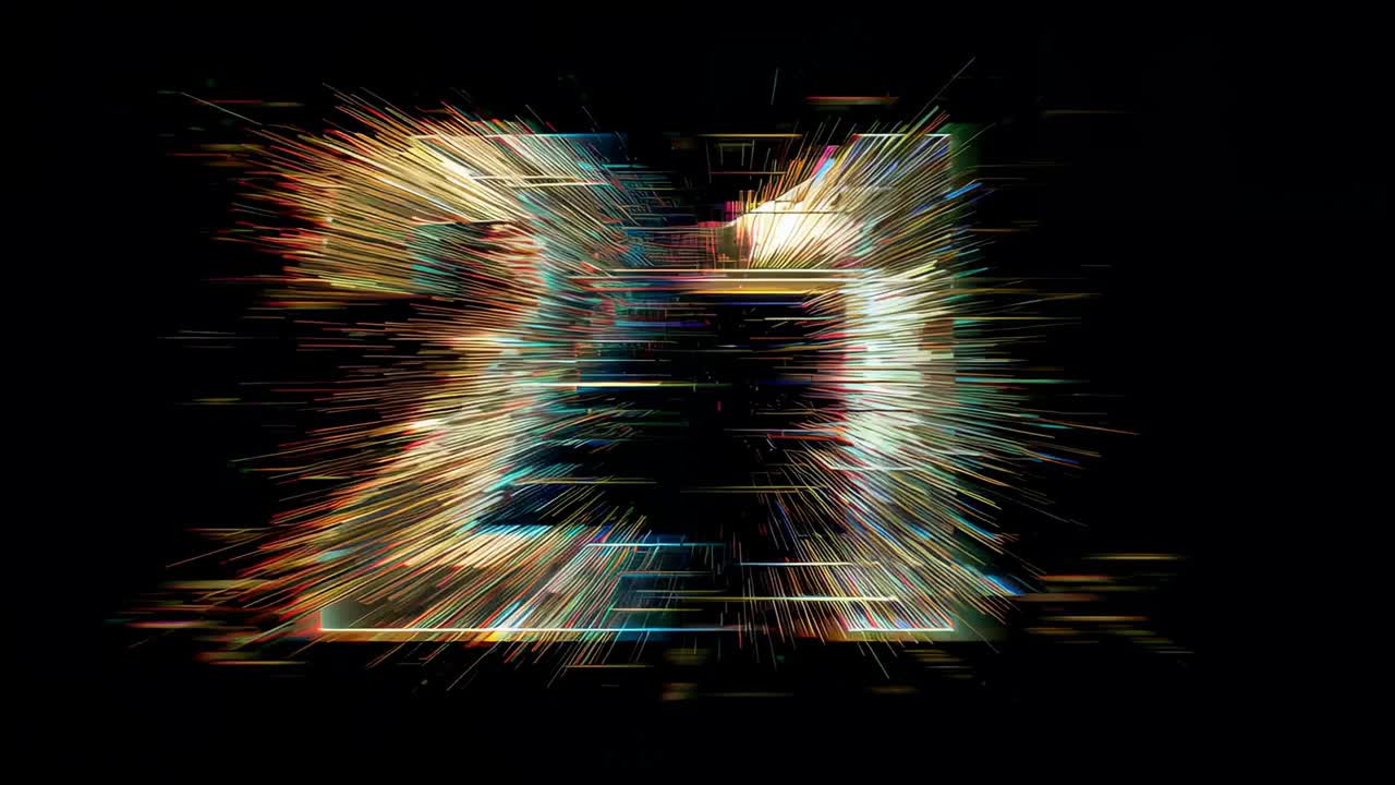 Revealing neon-blue glowing numerals 21 pulsing with burst and radial streaks on black backdrop