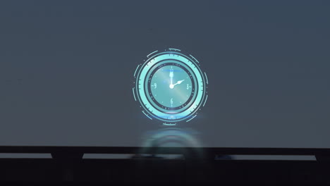animación de reloj en movimiento sobre la carretera con coches