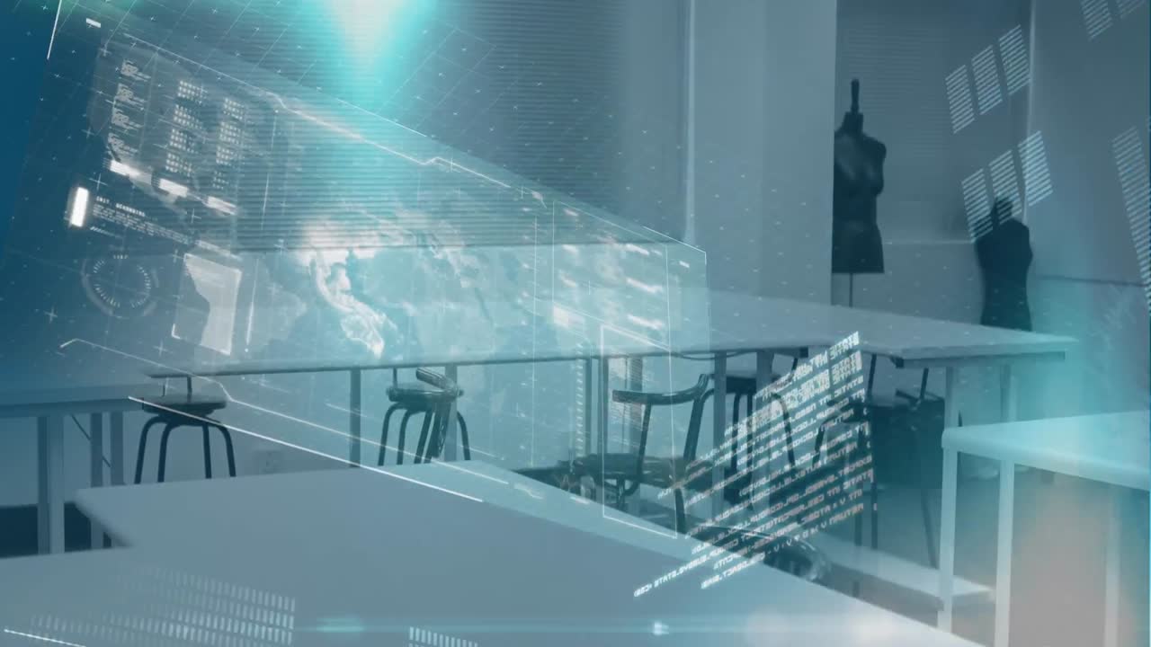 빈 사무실에서 재무 데이터 처리의 애니메이션