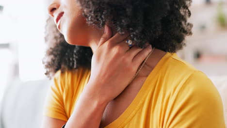 neck pain, discomfort and black woman suffering