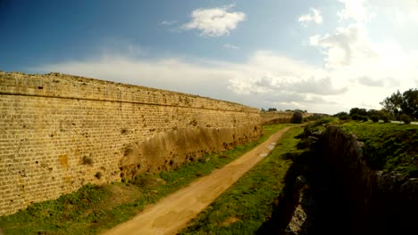 famagusta city walls, a deep moat surrounds the old fortress