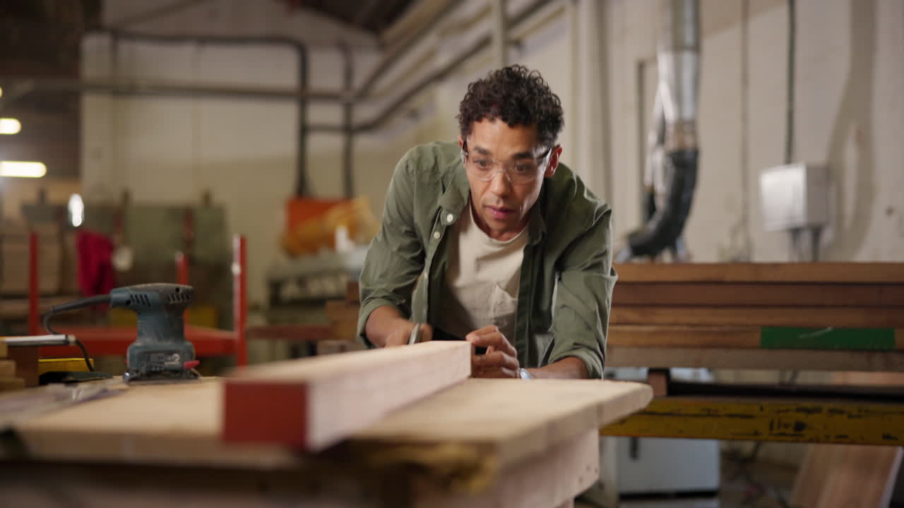 Man woodworking in workshop