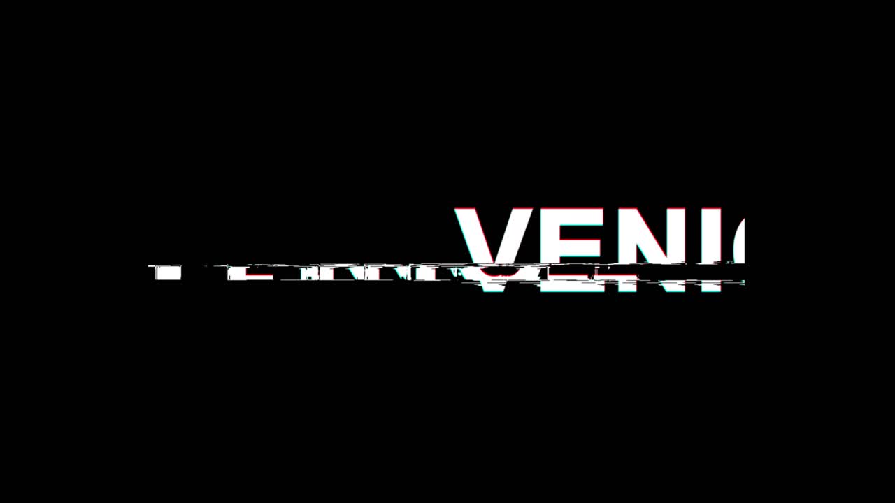 The word Venice on a black background
