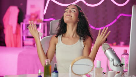 woman applying makeup in a beauty vlog