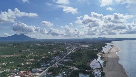 aerial view pan of the mountain and coast in vietnam