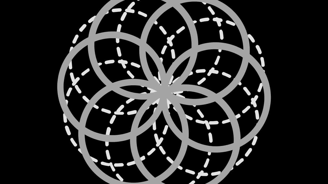 Graphic drawing in black and white with stroboscopic and hypnotic effect, while it rotates clockwise and increases in size.