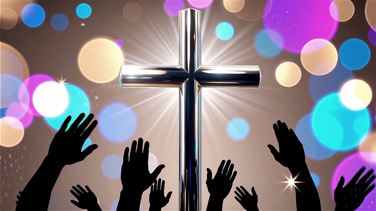 Cruz Cristiana con Luz Celestial, Fondo para Adoración.