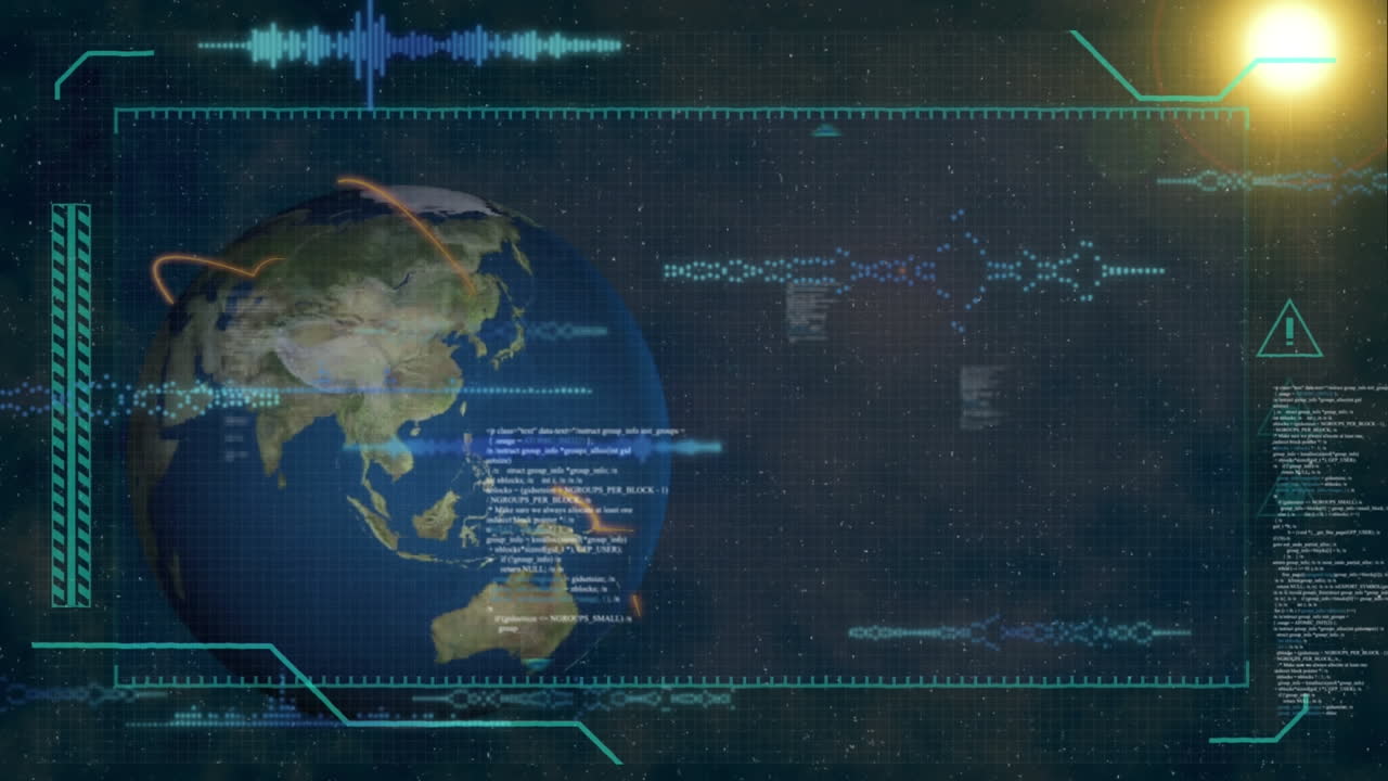Animation of data processing over globe