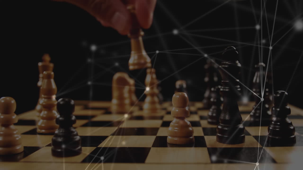 체스를 하는 사람 과 비대칭 라인