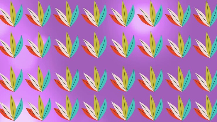Animation of multiple colorful plants over gloving spots on purple background