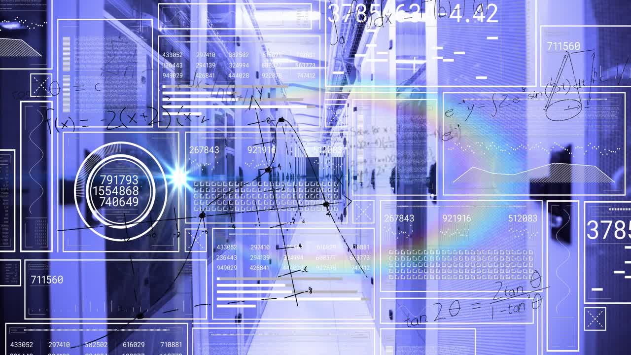 Animation of data processing over server room