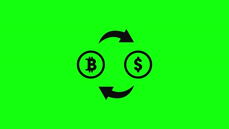 Cambiar-Bitcoin-Dólar-Icono-Pantalla-Verde