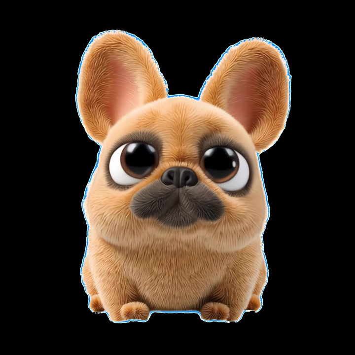 Personagem de Filhote Animado em 3D Adorável com Olhos Grandes Piscando