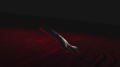 animation of hand walking in dark space