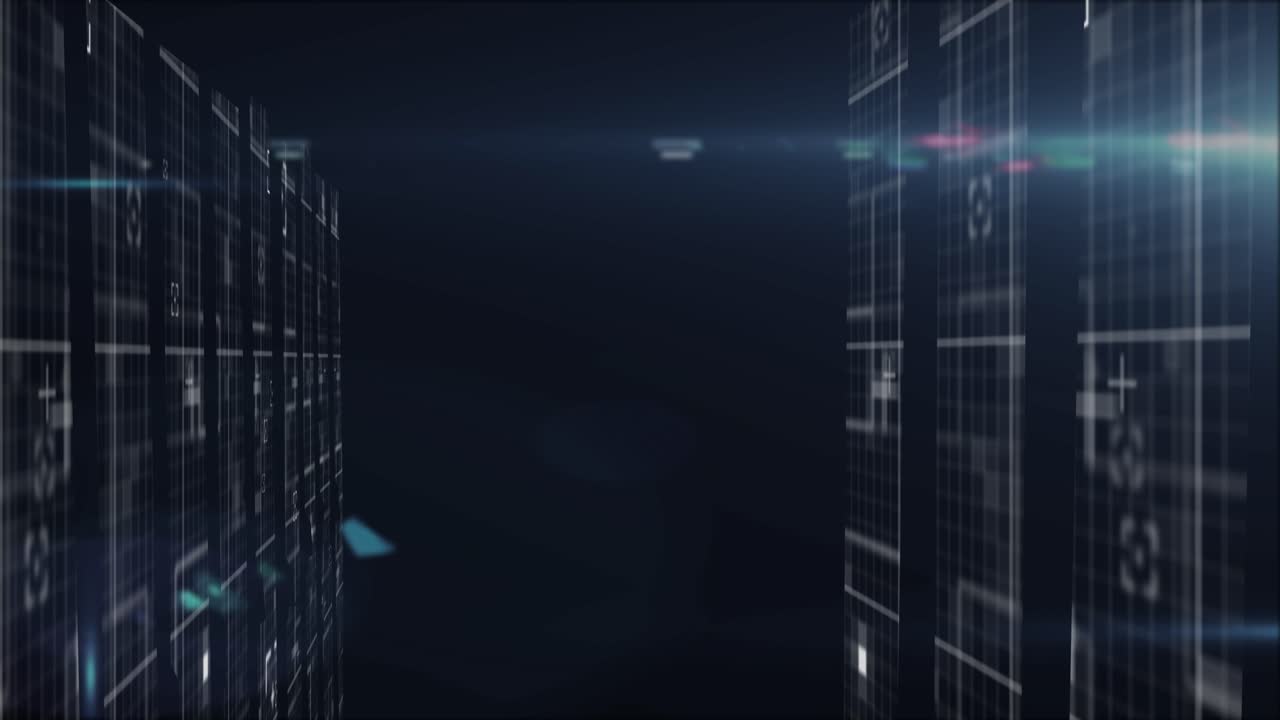 Animation of digital interface over black background