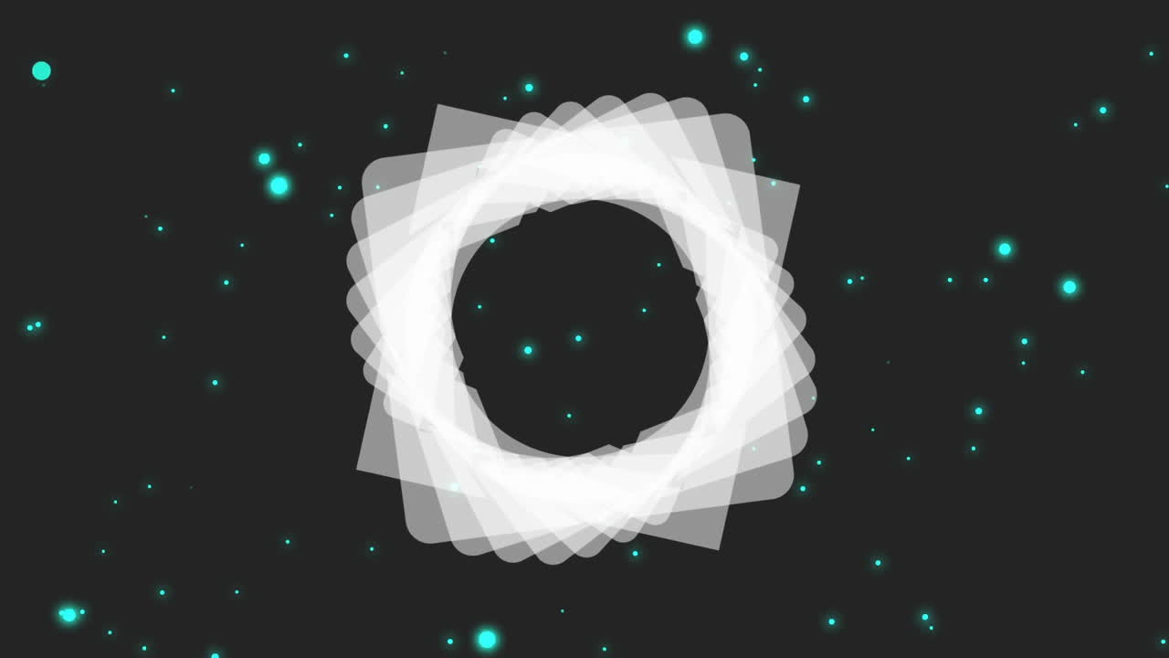 검은색과 녹색의 플레이크 배경으로 기하학적 형태의 애니메이션