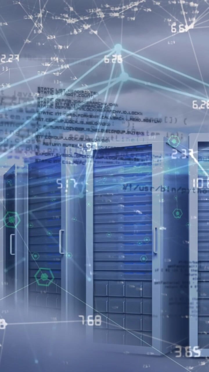 Animasjon av tilkoblinger og databehandling over servere