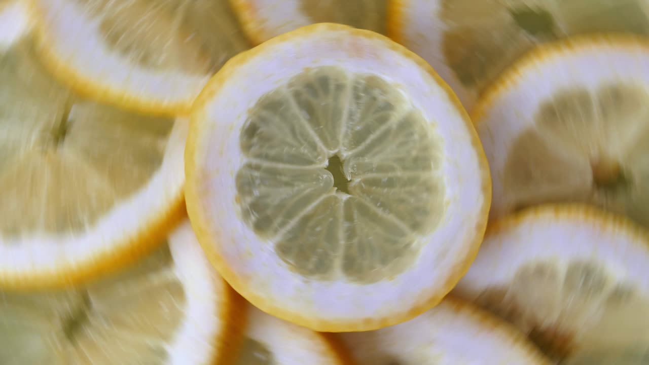 Lemon Fruit Slices Rotating Fast Motion
