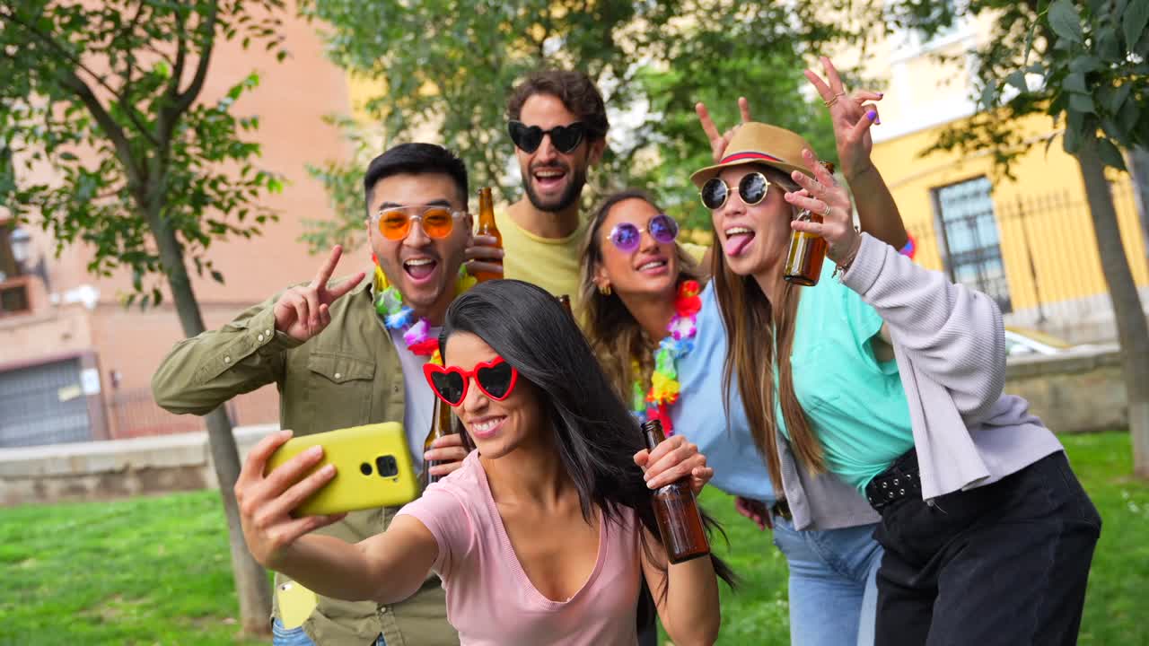 Group of friends enjoying a party outdoors