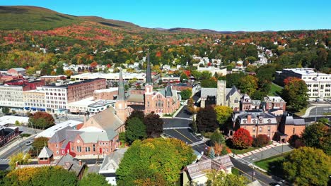 aerial view of downtown north adams, massachusetts usa