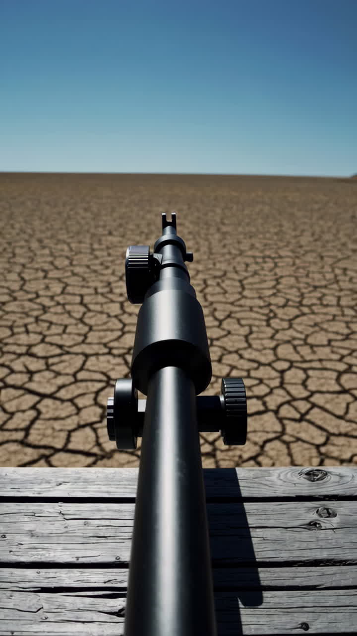 Camera Tripod in a Dry Desert Landscape