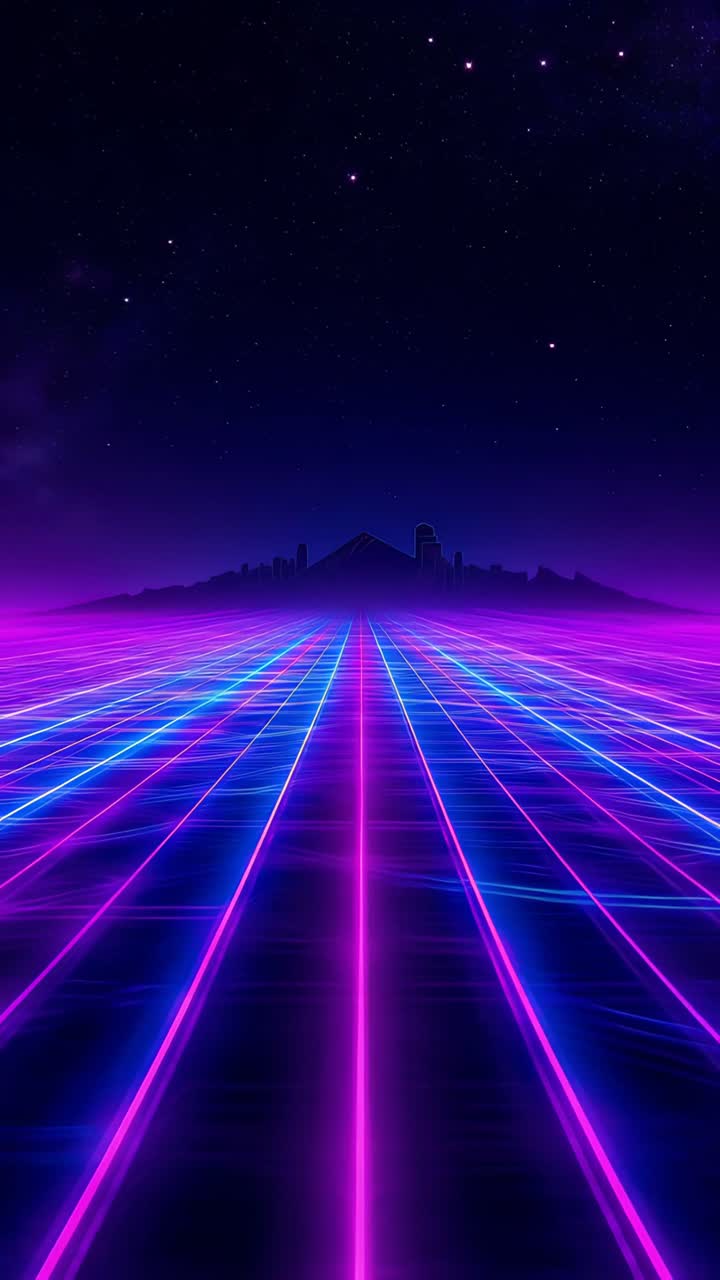 Retro-futuristico Sci-Fi Retrowave Griglia Neon 4K
