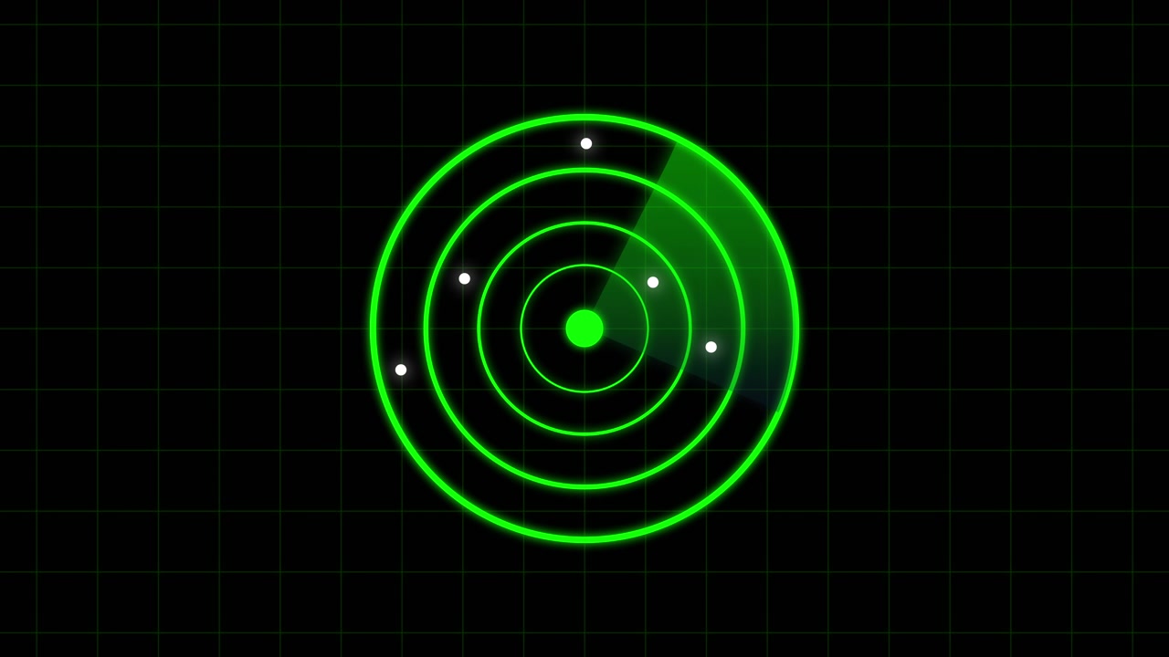 Display Radar Digitale con Scansione Rotante e Bersagli Rilevati
