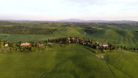 Drone-Tuscany-Mountain-Village:-Mesmerizing-Aerial-Footage-Unveiling-the-Quaint-Charm-and-Breathtaking-Scenery-of-a-Tuscan-Hill-Town