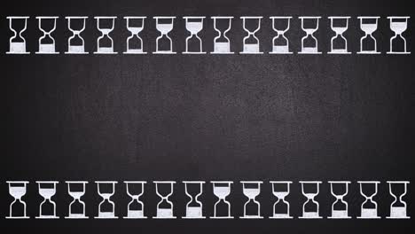 animation of hand drawn hourglasses arranged in rows on chalkboard