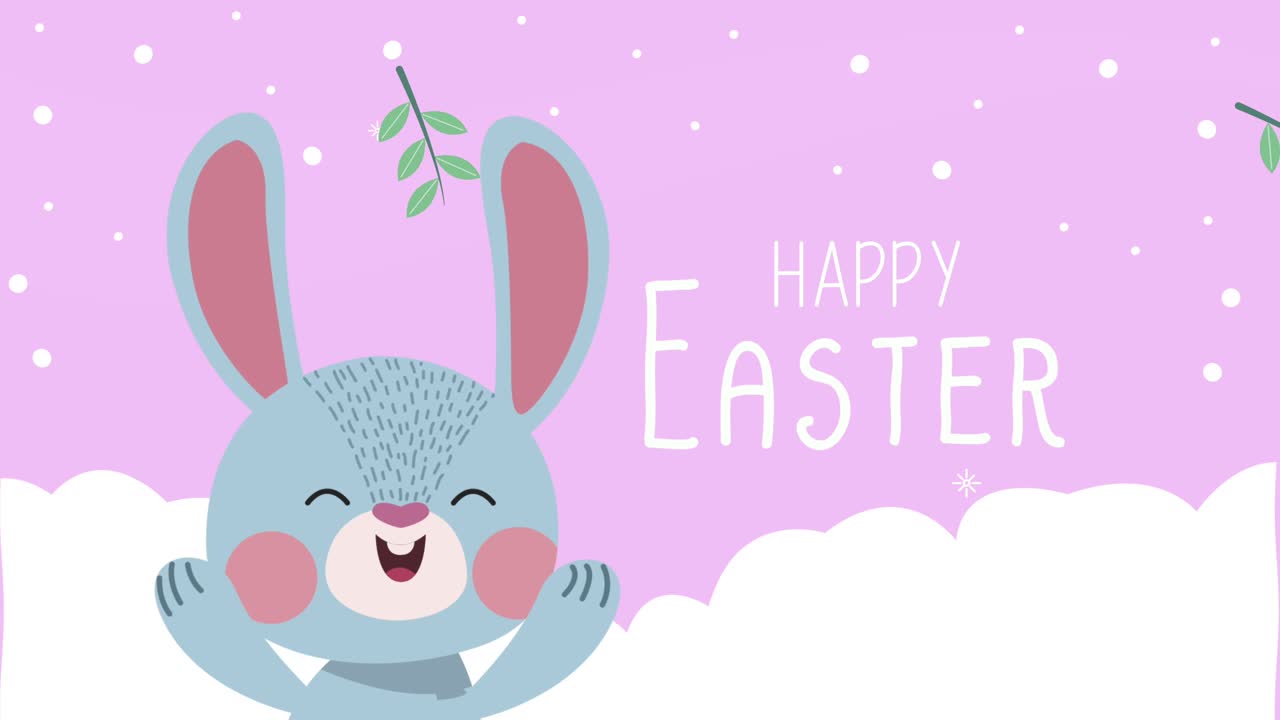 happy easter lettering with rabbit animation