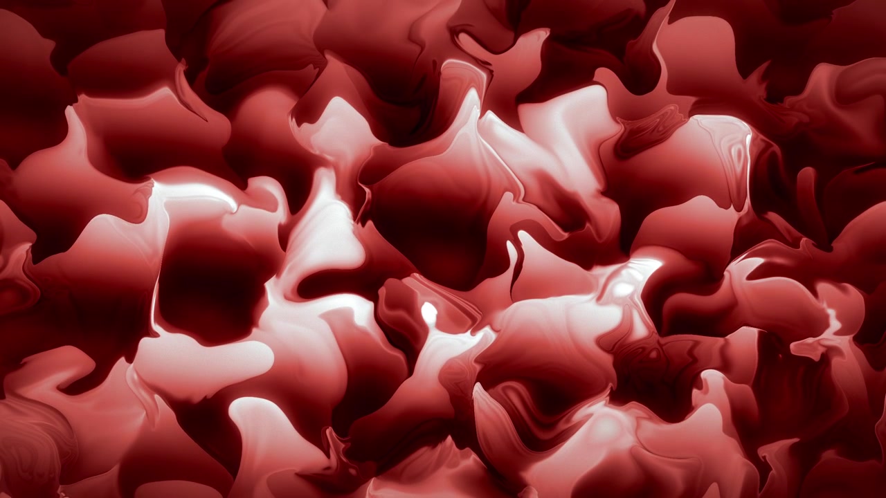 Animation of red waves slowly surging and folding like fiery abstract lava, creating glowing visuals with white hot highlights creating hypnotic motion with intense heat, flames, and energy