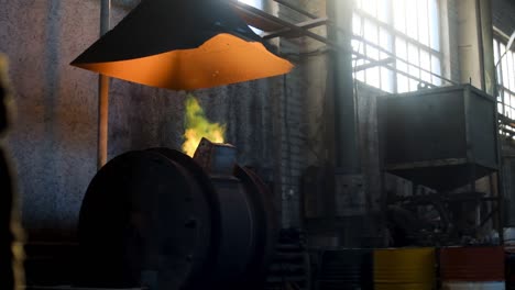 metal melting in industrial foundry